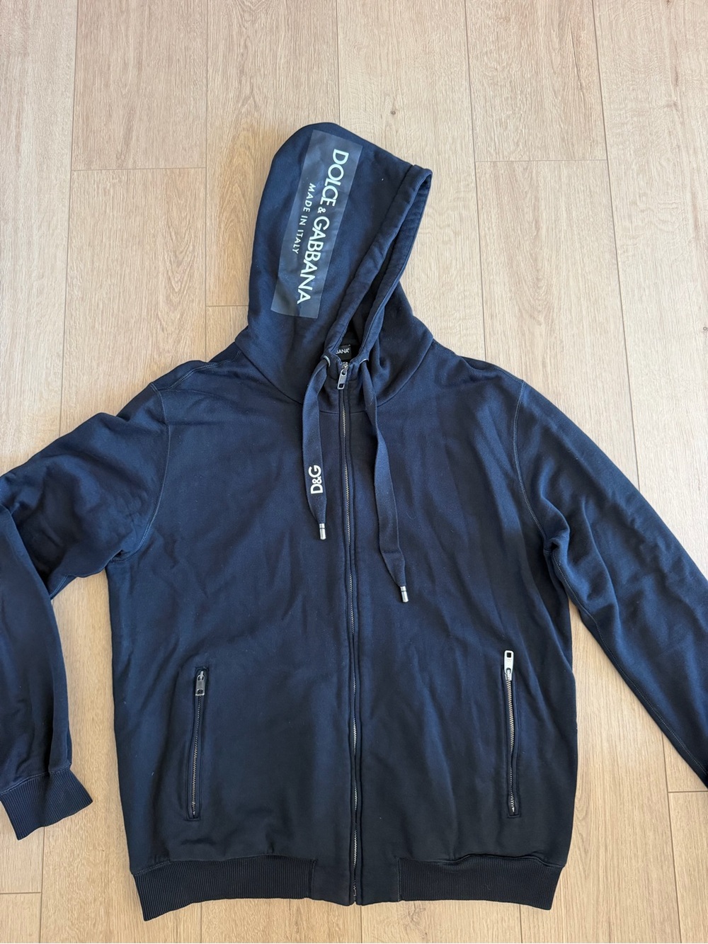 Dolce & Gabbana Black Men's Zip-Up Hoodie with Branded Hood